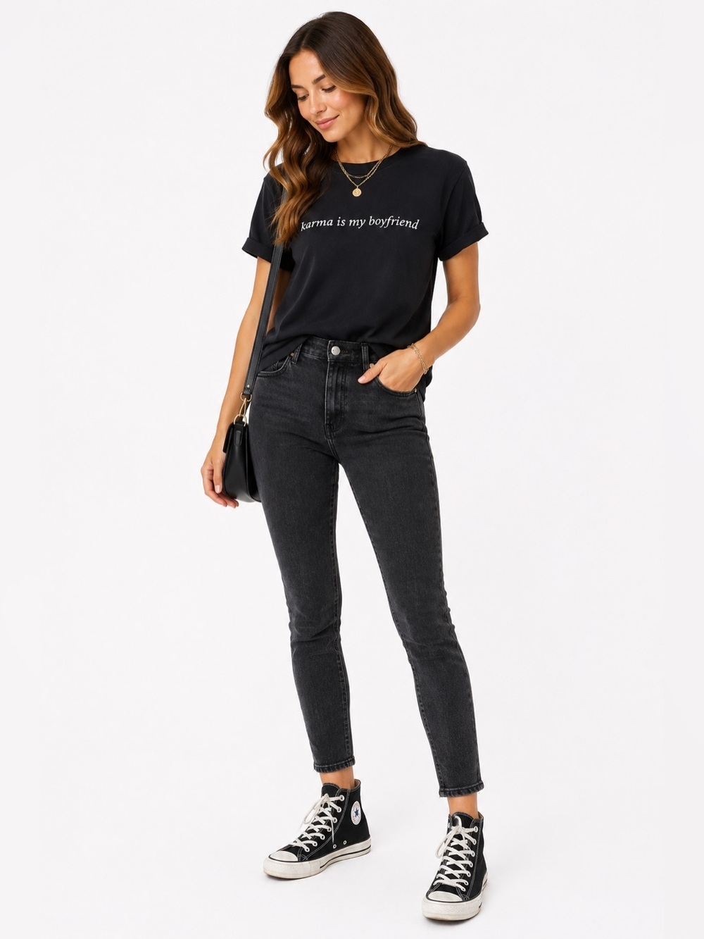 Taylor Swift Karma Is My Boyfriend Black Graphic T-Shirt Gildan Medium